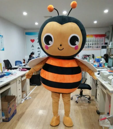 Mascote bonito abelha fantasia de pelúcia para adultos, vestido extravagante dos desenhos animados, Halloween e Natal, novo