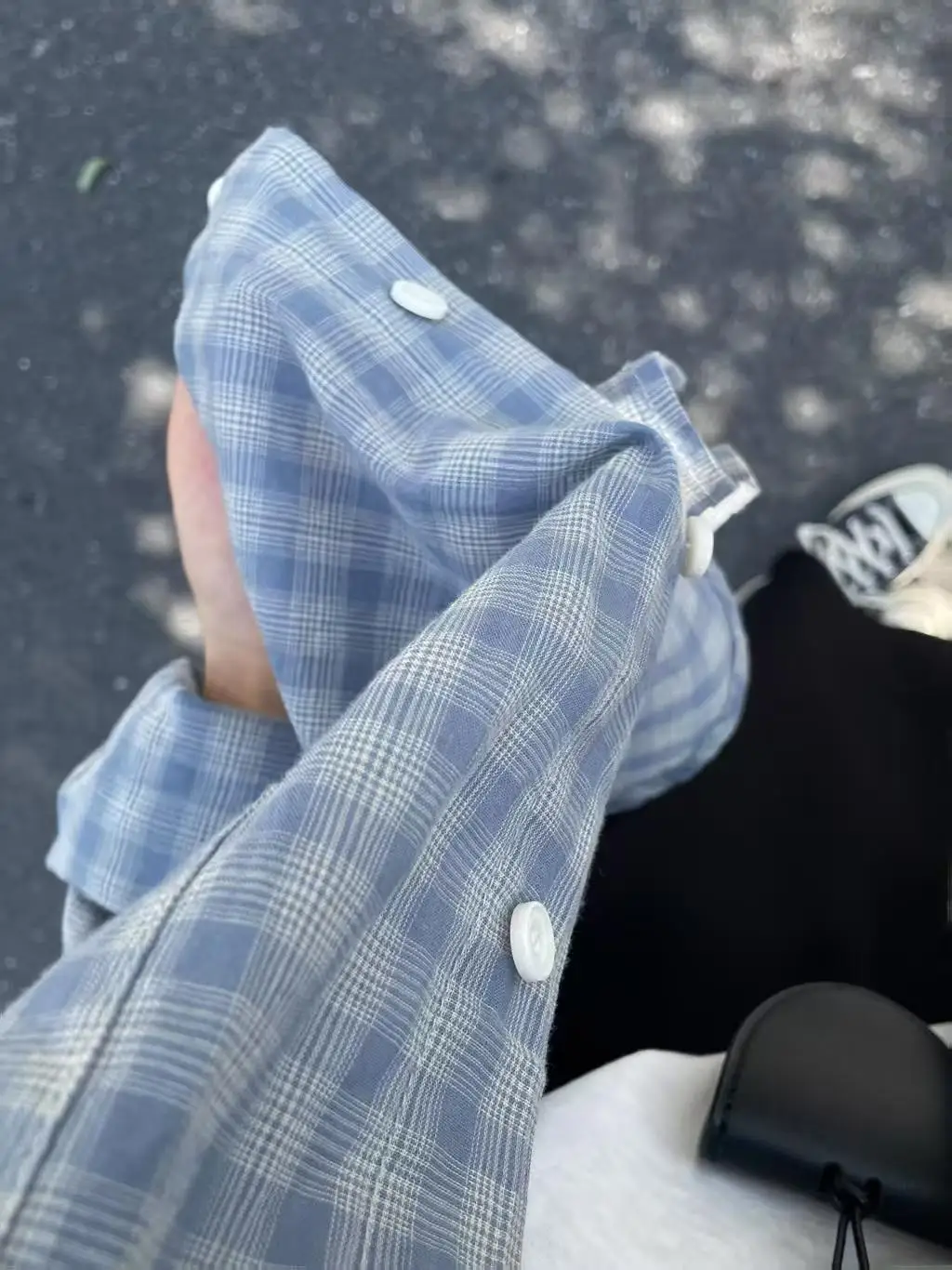 

Summer Women's Long Sleeved Blue Checkered Shirt Female Single Breasted Thin Tops