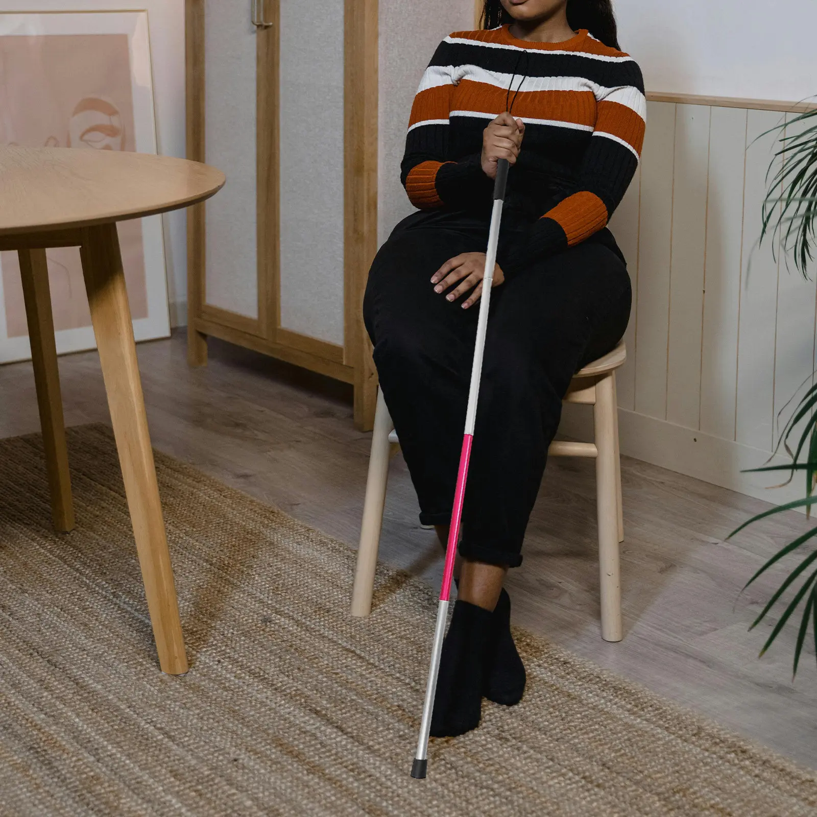 Lightweight Portable Folding Walking Stick Reflective Cane Non Slip Handle for Seniors Hiking Climbing Aid Blind Stick