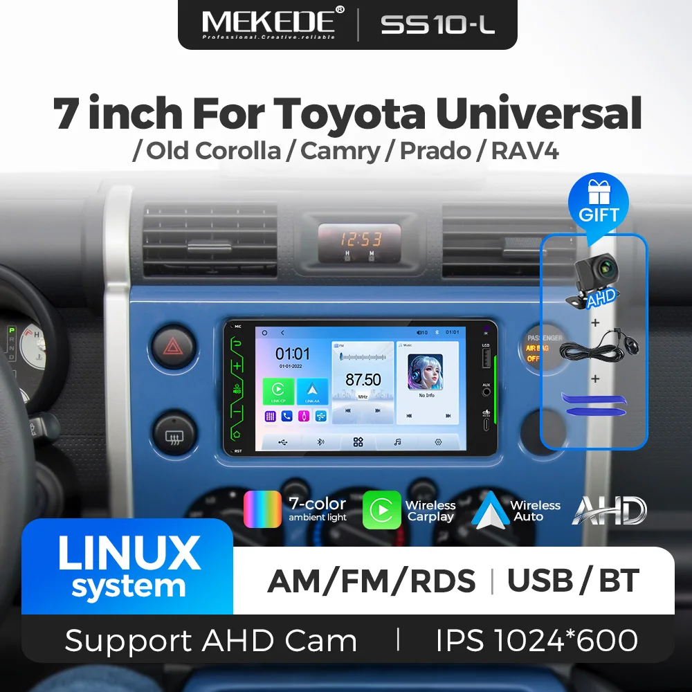 MEKEDE 7 Inch 2 Din Linux Car Radio For Toyota Old Corolla Camry Prado RAV4 Universal Autoradio Carplay GPS BT Multimedia Player