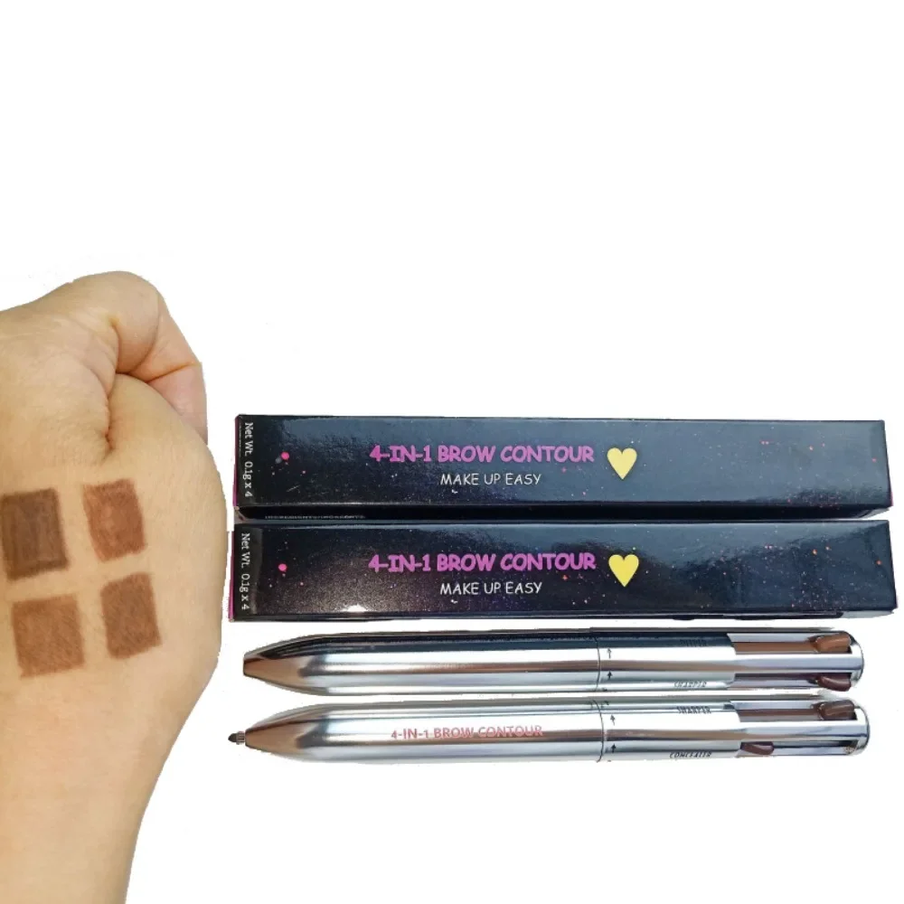 Stylo à sourcils 4 en 1, 1 pièce, définition des reflets, résistant à la sueur, facile à porter, stylo de Contour des sourcils, Eyeliner, rehausseur de sourcils