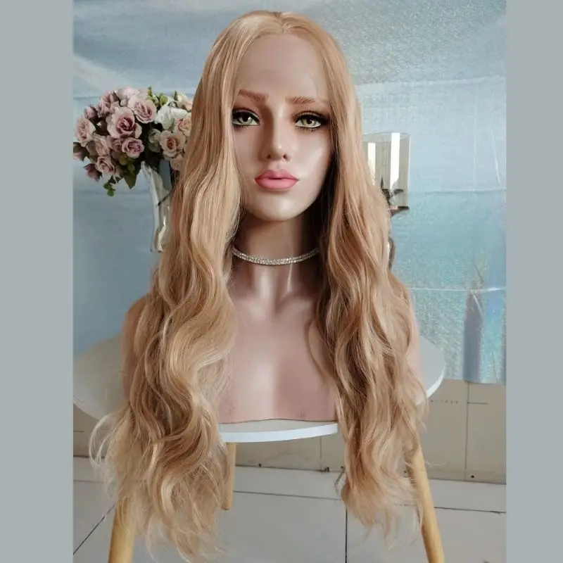 Marques ha 13*4 lockige synthetische Spitze Front Perücke für Frauen leimlose hitze beständige Faser gloden blonde Spitze Perücke