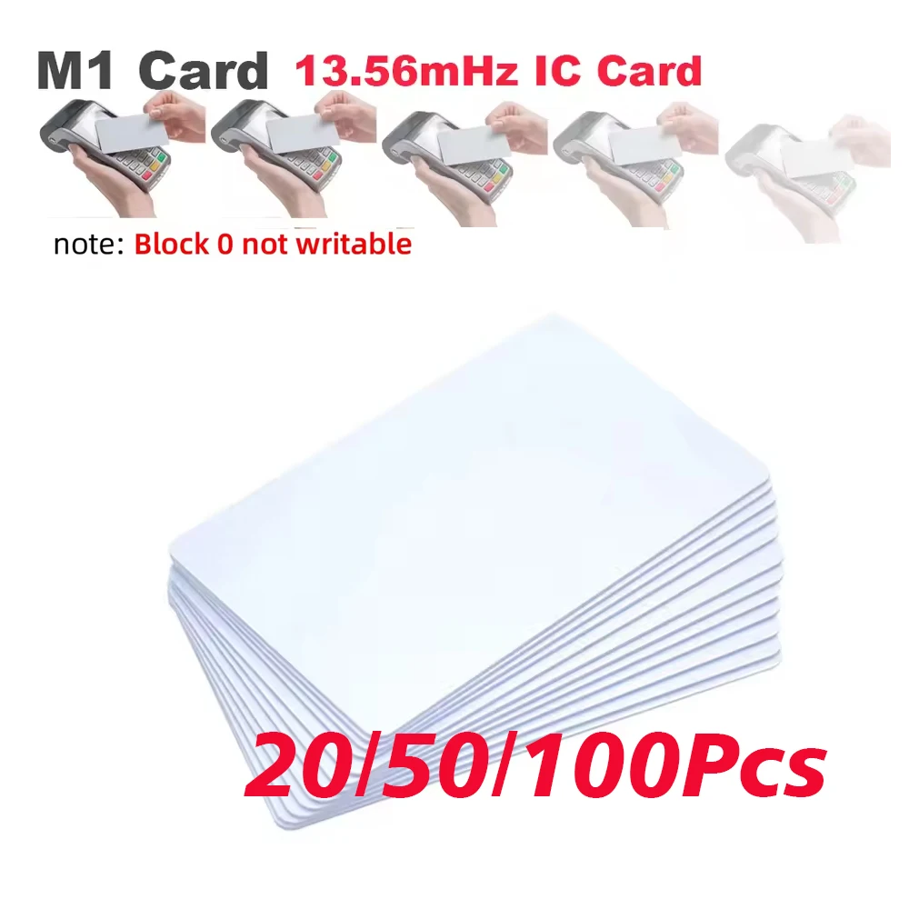 

20/50/100 MF S50 Classic 1K M1 RFID Keyfob Tag Token 13.56Mhz IC Cards Proximity Smart 0.8mm For Access Control System ISO14443A