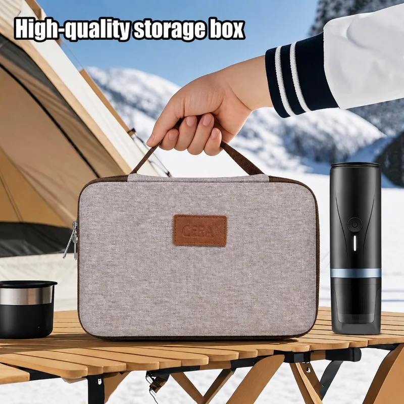 

Portable Electric Coffee Maker Carrying Bag Waterproof Sturdy EVA Portable Coffee Maker Storage Case Hand Hold Belt