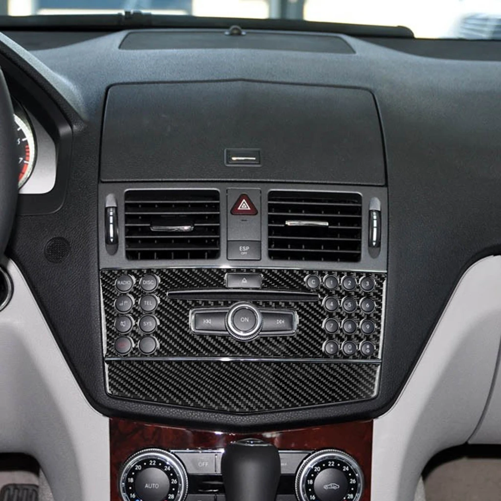 For Mercedes-Benz C-Class W204 2007-2013 Modified Carbon Fiber Center Console Interior Piano Black Accessories Stickers view 5