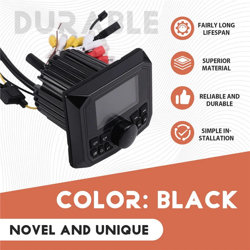 

AUTO FM AM Receiver MP5 Player Marine Stereo Radio Waterproof 5.0 BT Connection For Boat Yacht ATV Cart