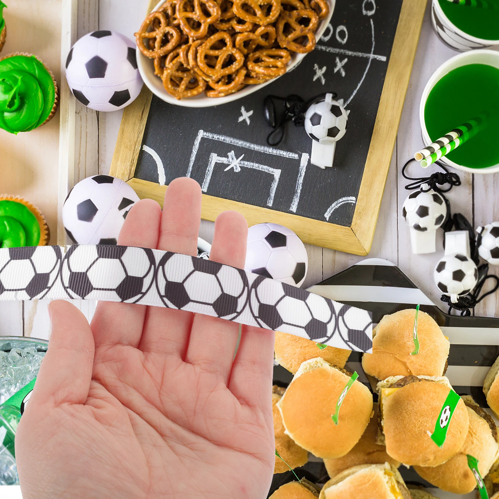 

Football Decorative Ribbon Ribbons Wired Balloon Fabric Sports Wrapping Man Soccer