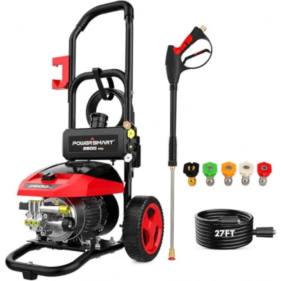 

Electric pressure washer for car, patio, fence, driveway cleaning: 3000 PSI, 1.2 GPM, brushless motor, 5 nozzles, GFCI protecti