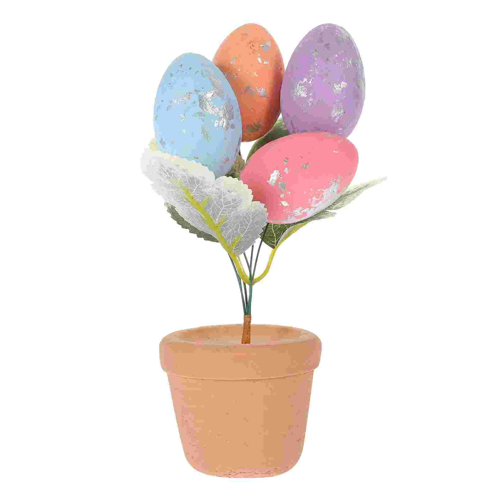 Large Easter Centerpiece Potted Bonsai Plant Decorative nament Tabletop Decor Easter Party Supplies Artificial Plant Home