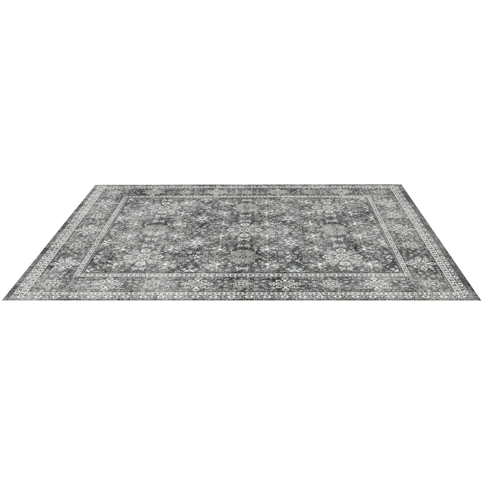8 x 10 ft Large Washable Area Rug Non Slip Tear Resistant Soft Carpet Pet and Child Friendly Vintage Indoor Mat for bedroom Living Room Kids Room Entryway Office Gray