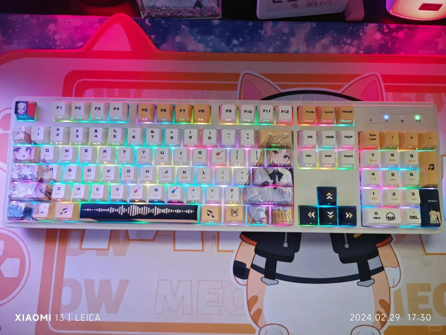 Imagem -04 - Anime Translúcido Keycaps para Gamer Cartoon Gaming Key Caps Nijika Backlit Keycap Pbt Dye Subbed Anime 128 Chaves Layout Ansi