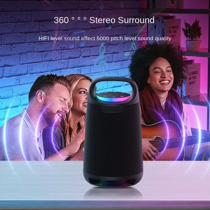 

Портативная Bluetooth-колонка-сабвуфер для дома и улицы с RGB LED подсветкой, на аккумуляторе, для танцев и активного отдыха
