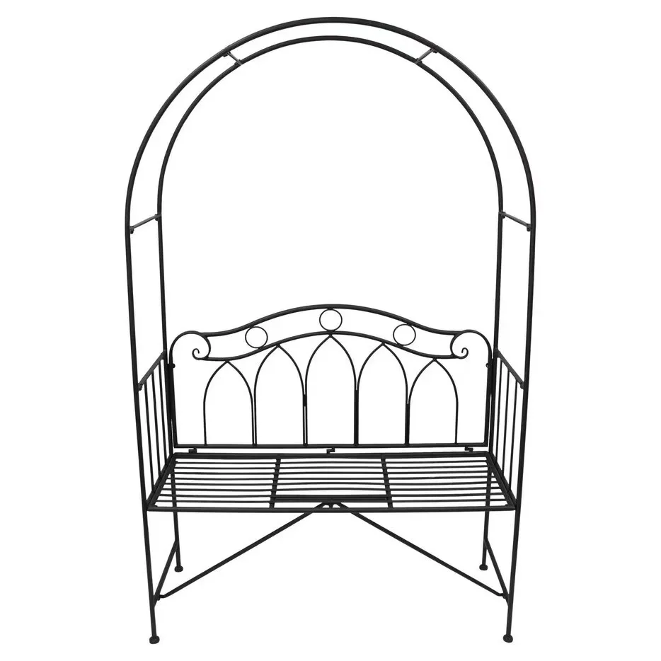 

DSA simple country style modern simple style outdoor iron double chair with vine climbing frame, set outdoor appliances