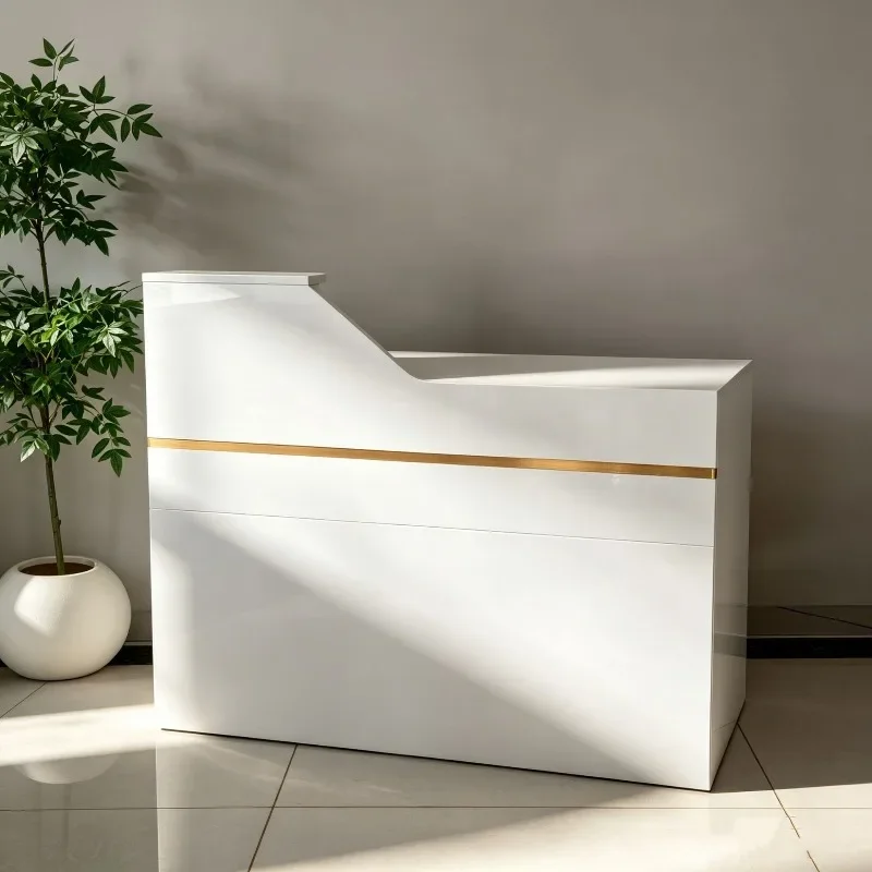 Modern minimalist office front desk reception desk, small cashier bar counter, multi-scenario general company reception desk