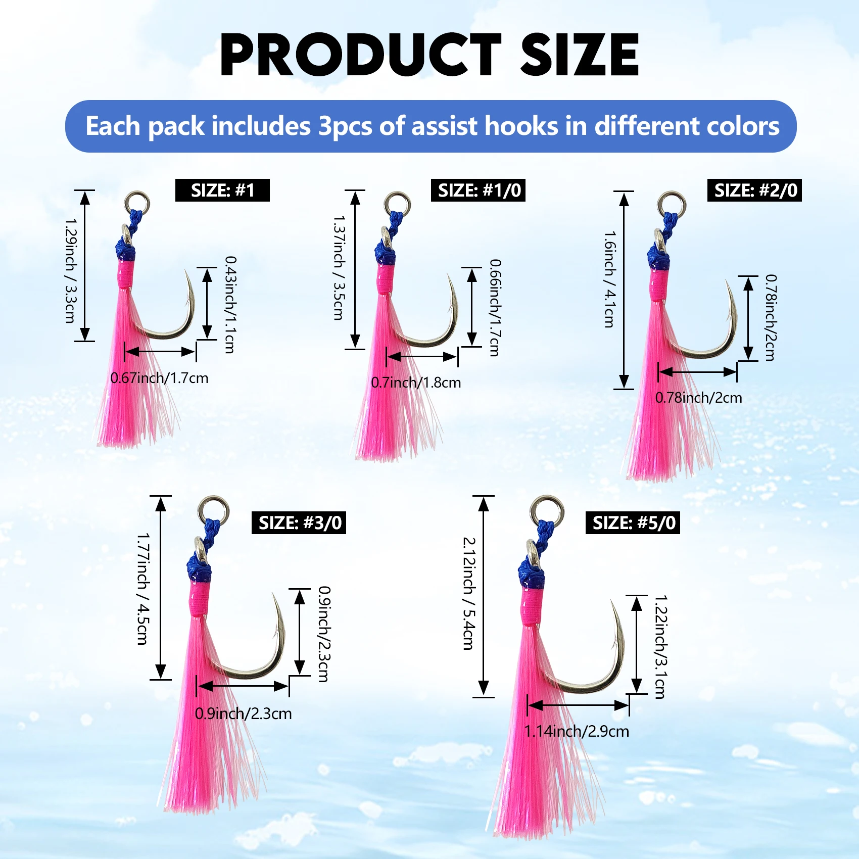 Aventik 3pcs Assist Hook Fishing Hooks Saltwater  for Topwater Lures for Freshwater & Saltwater