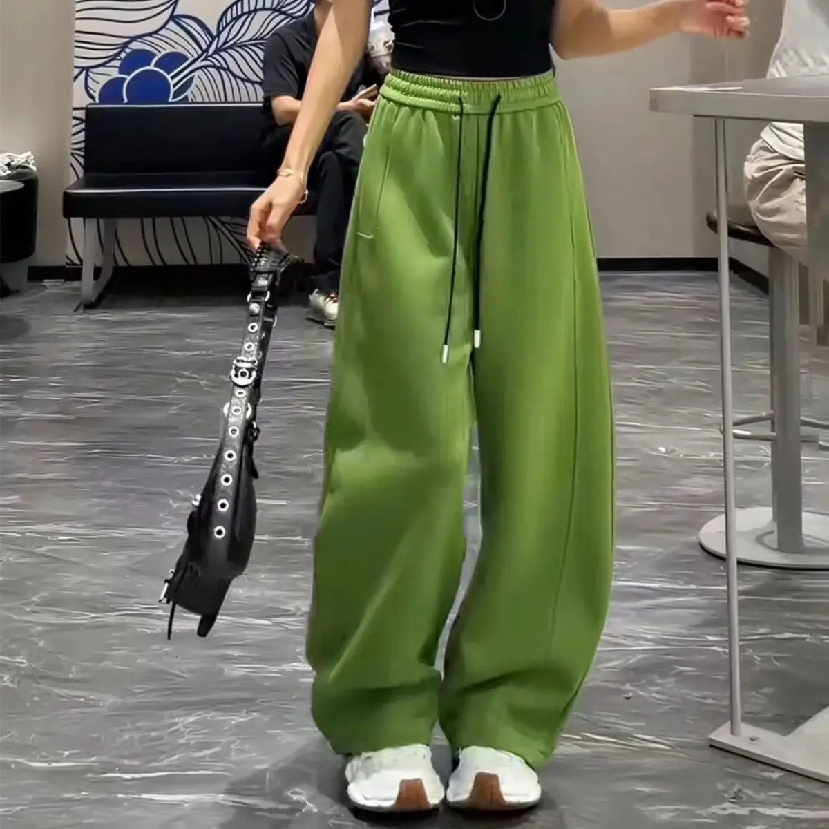 Women's New Arrival Drawstring Banana Wide Leg Pants High Waisted Loose Flowy Casual Athletic Sweatpants Summer Spring Fall