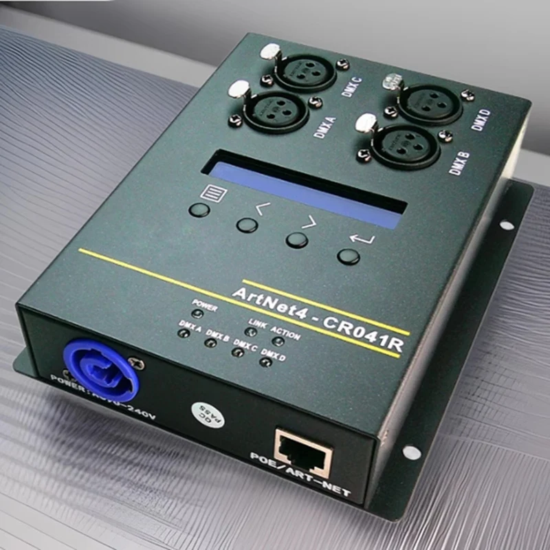 4 Output 3Pin DMX512 Interface Network Converter Extension for Stage Ethernet Lighting Controller Interface US Plug-BCBW