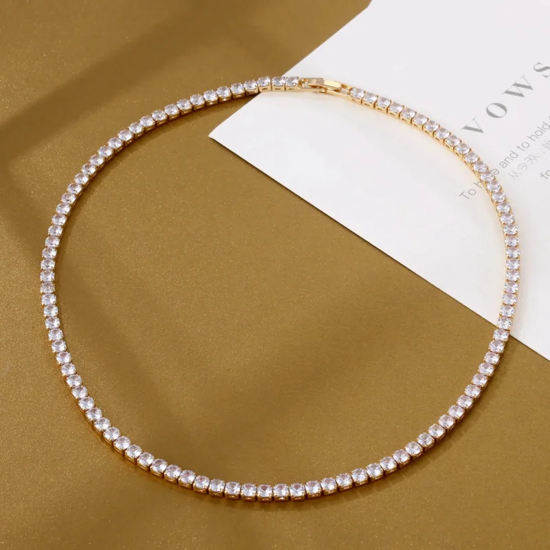 Kalung rantai tenis 4mm AAAAA zirkon 925 perak murni kalung choker pesta pernikahan untuk wanita pria perhiasan pertunangan