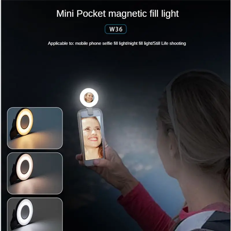 AABFK Mini Fill Light Mobile Phone Live Broadcast Beauty Light Makeup Mirror Light Video Photography Soft Light LED Light