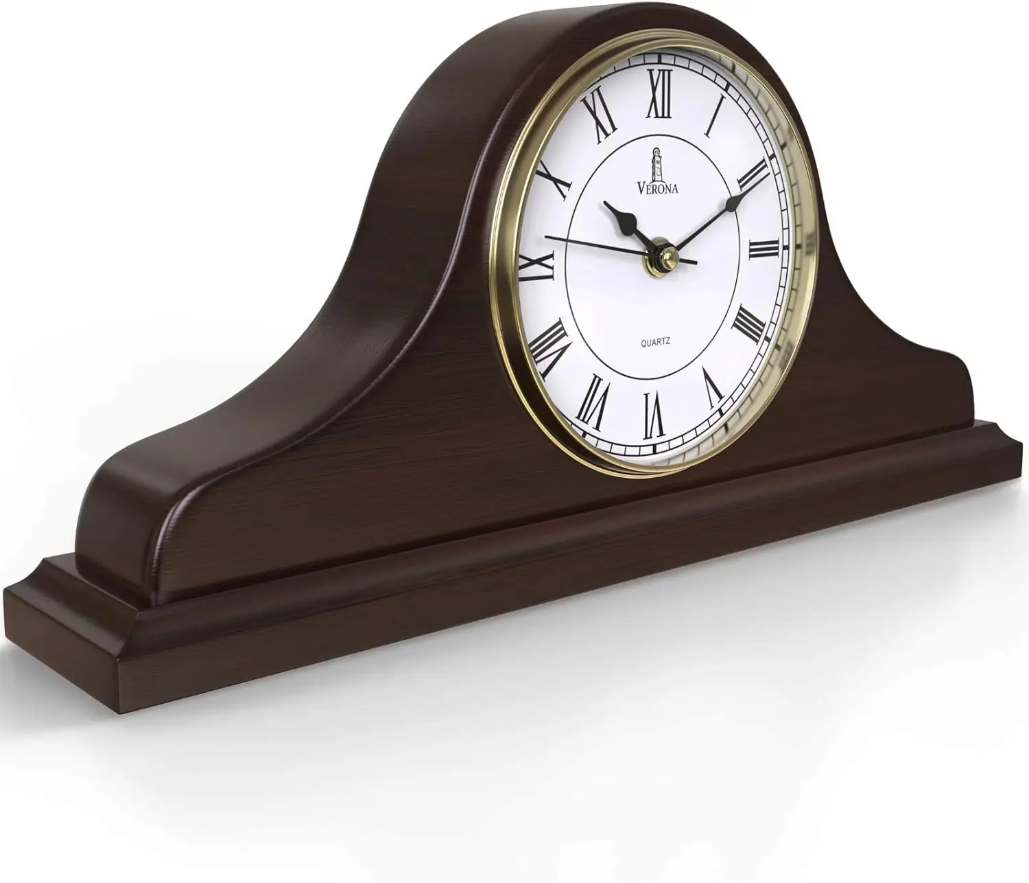 

Silent Wooden Mantel Clock, Battery Operated, 15x7.5 Inches, for Living Room Decor and Home Gifts