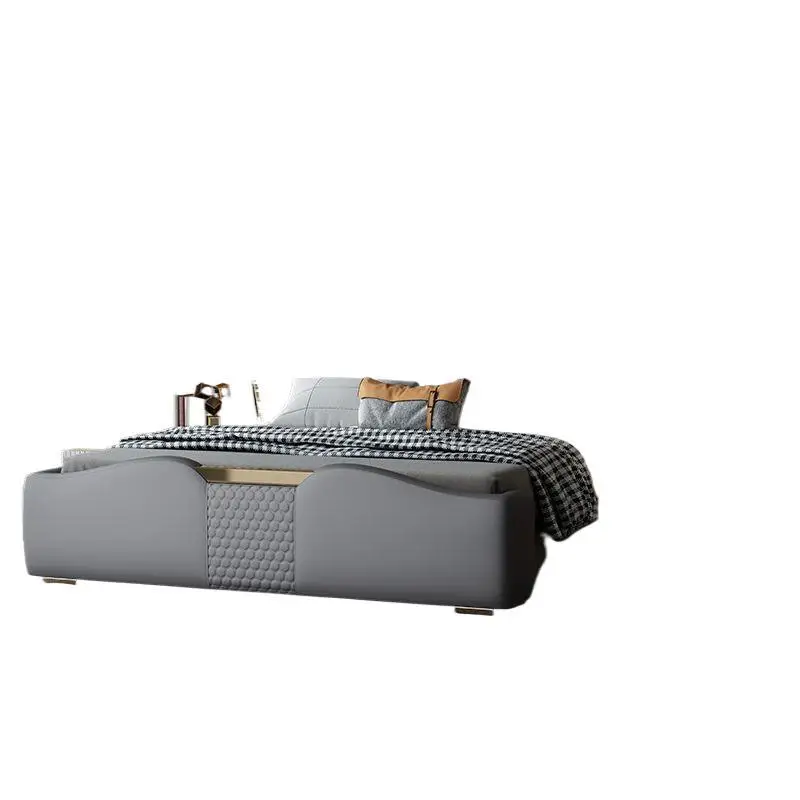 

Italian light luxury master bedroom bed, modern simple storage wedding bed