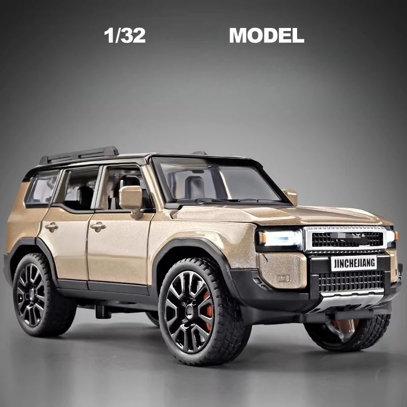 

Металлическая модель внедорожника Toyota Prado 1:32, имитация автомобиля, литая под давлением, со звуком и светом, игрушка для детей, подарок на день рождения