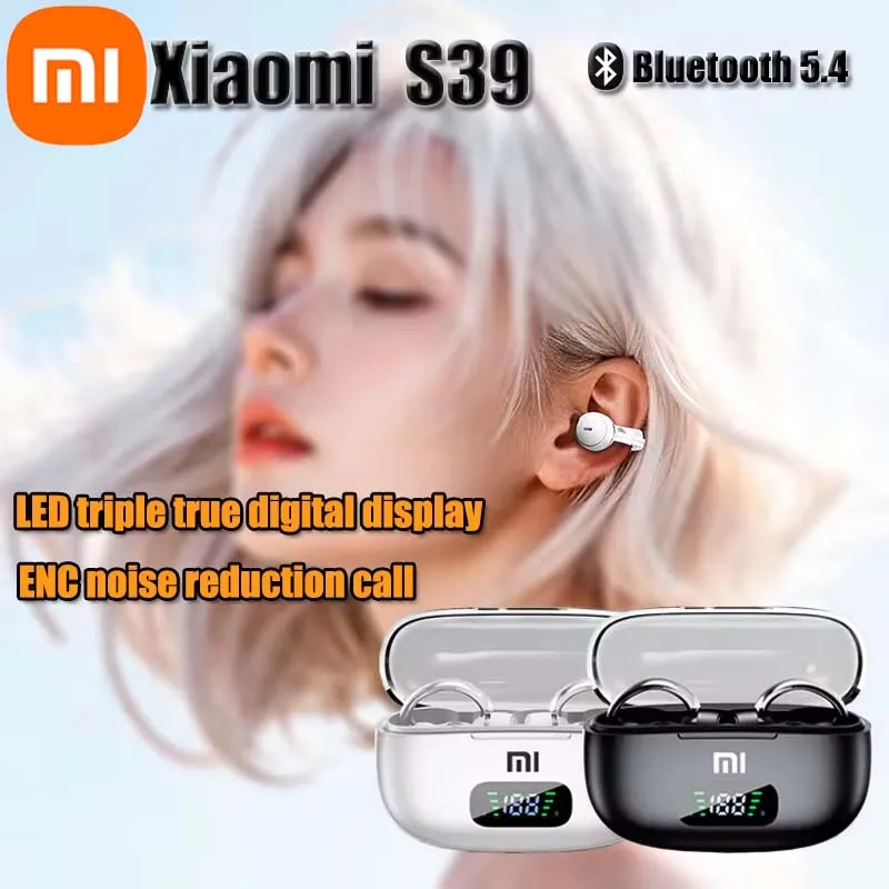 XIAOMI S39 Ear Clip ENC Headset Wireless Bluetooth5.4 Headphone LED Digital Display Sport Running Earphone For Android iOS