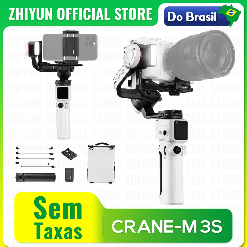 Zhiyun guindaste oficial m3s estabilizador de câmera gimbal portátil com luz de preenchimento para câmeras sem espelho telefone para sony zve10 canon