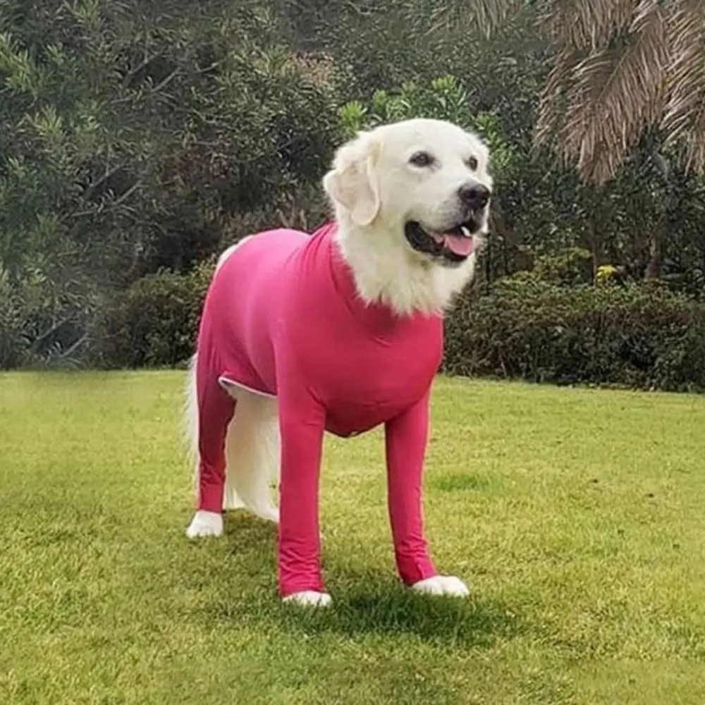 

Solid Color Dog Surgery Recovery Suit Comfortable Polyester 4-leg Pet Clothing Soft Dog Pajamas Pet Dog Onesie Clothes
