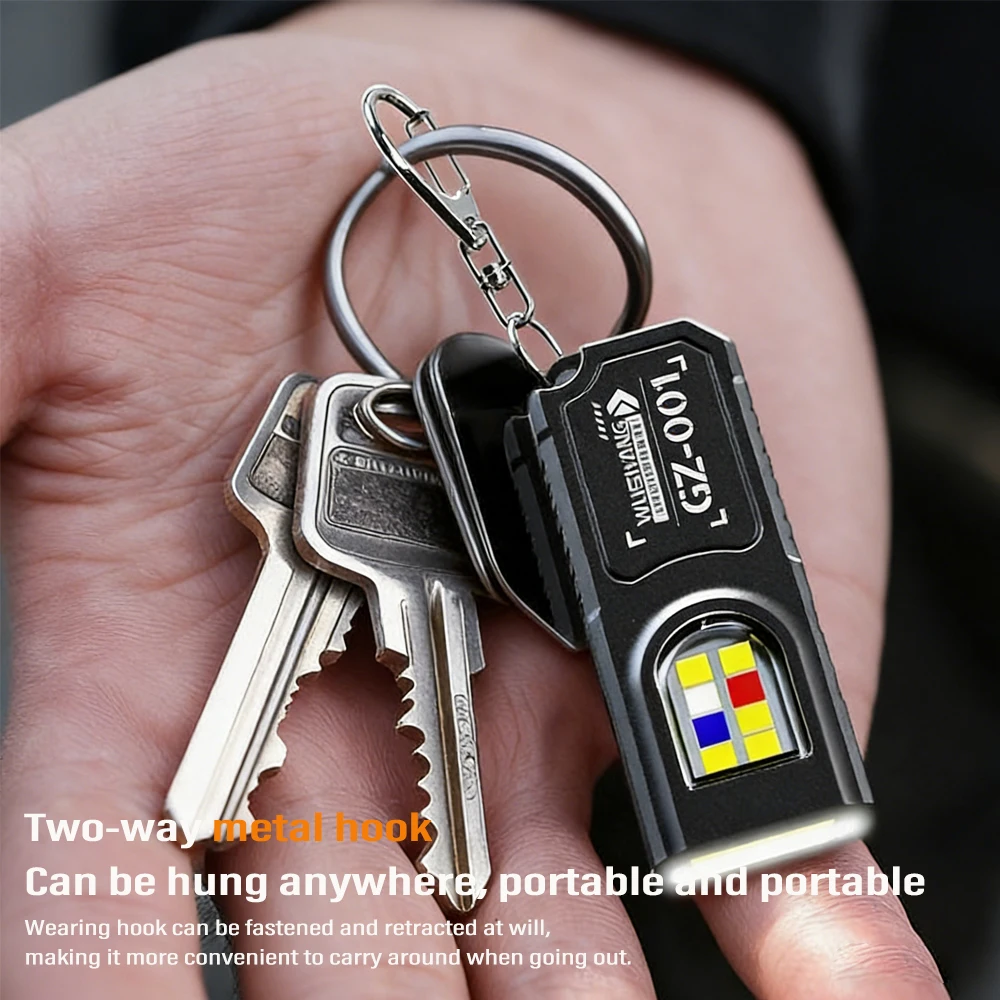 مصباح يدوي صغير متعدد الوظائف سلسلة المفاتيح مصباح يدوي USB قابلة للشحن مع COB ضوء العمل كيرينغ التخييم المشي مصباح الجيب