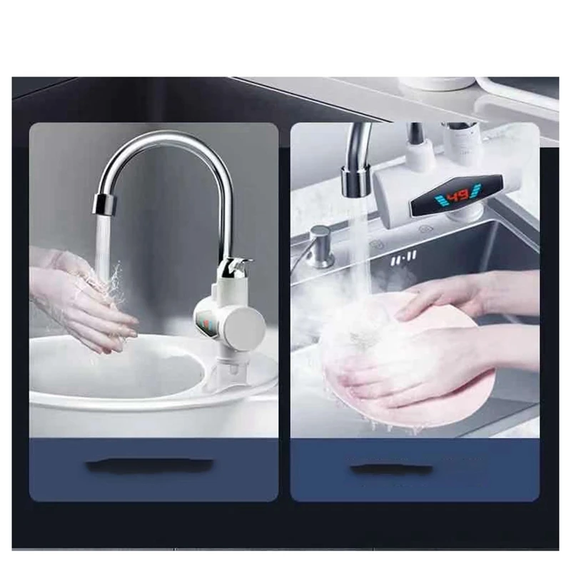 Il più nuovo scaldabagno rubinetto istantaneo senza serbatoio rubinetto gru ad acqua calda LED spina digitale ue