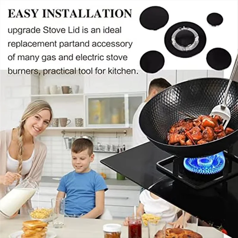 

ALIM-Cooker Hat Set Practical Tool Burners Crowns And Flame Caps Set Oven Flame Ranges Caps Set Metal Texture Forstove