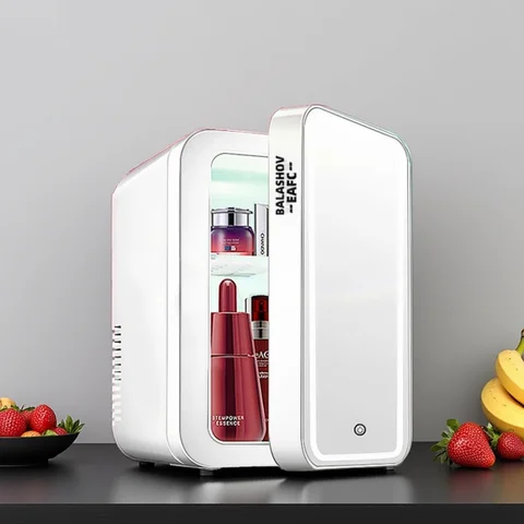 4L Mini Makeup Fridge WIth LED Light Mirror Portable Cosmetic Storage Refrigerator Keep fresh Cooler for Home Car Dual Use