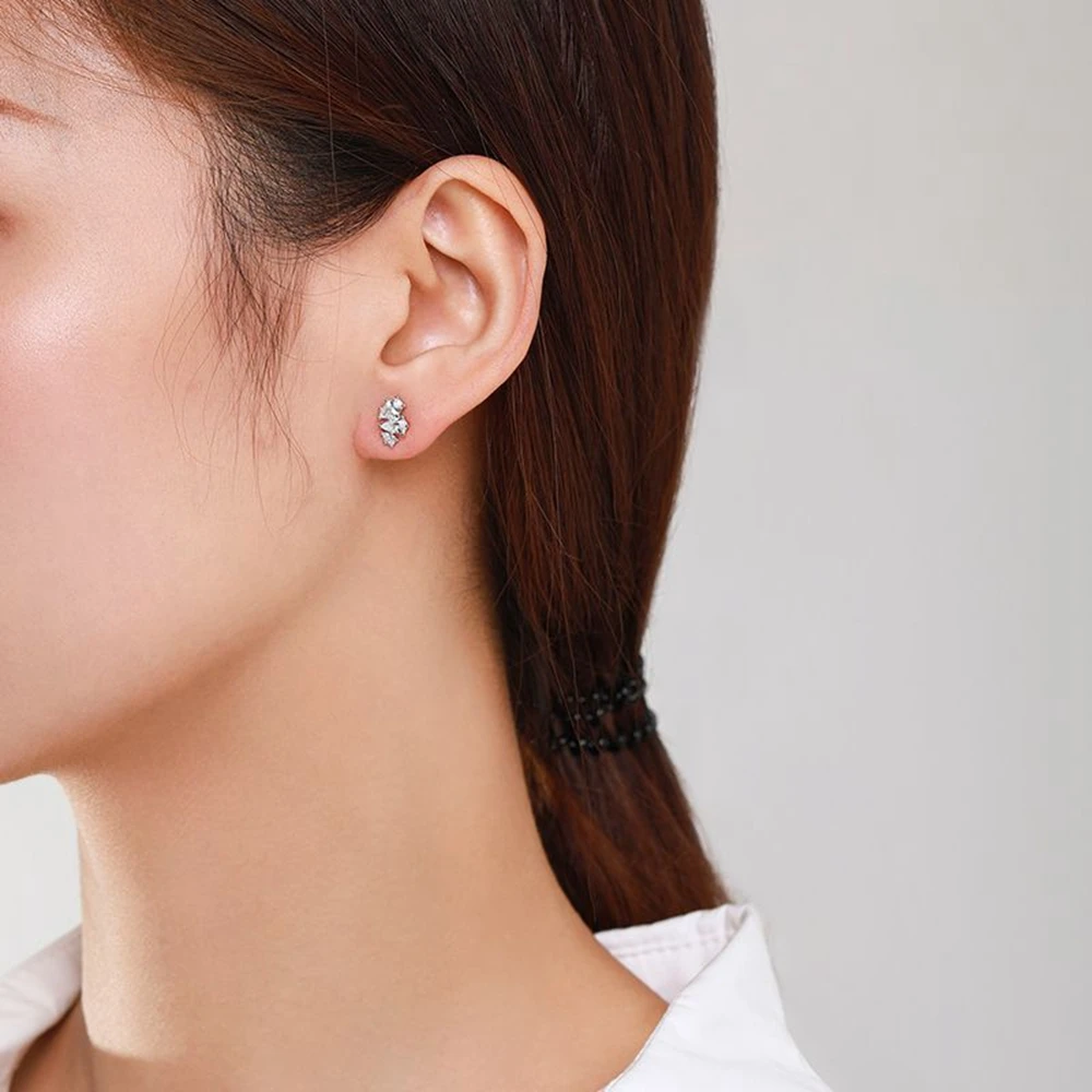 PuBang Fine Jewelry Real 925 Sterling Silver High Carbon Diamond Pear Gemstone Stud Earrings for Women Engagement Gift Wholesale