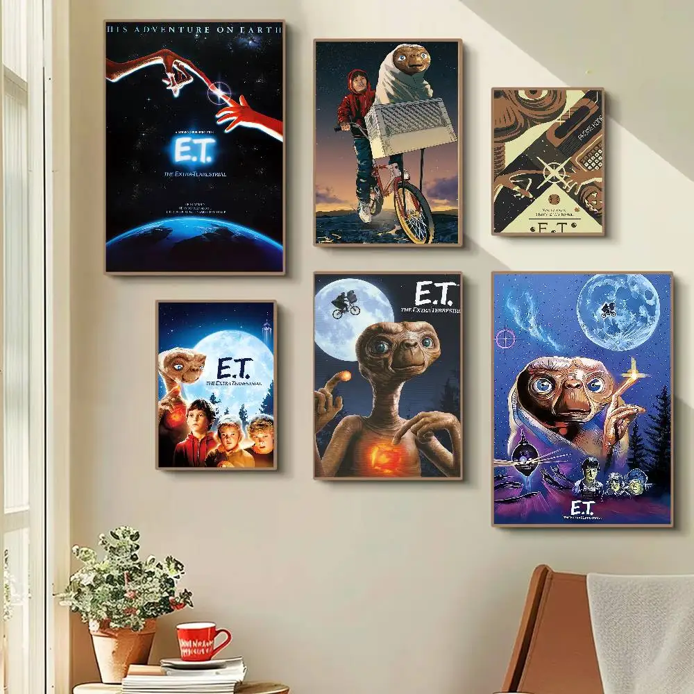 Movie E.T. The Extra-Terrestrial Vintage Anime Poster Wall Art For Study Living Room Decor Unique Home Decoration Pictur