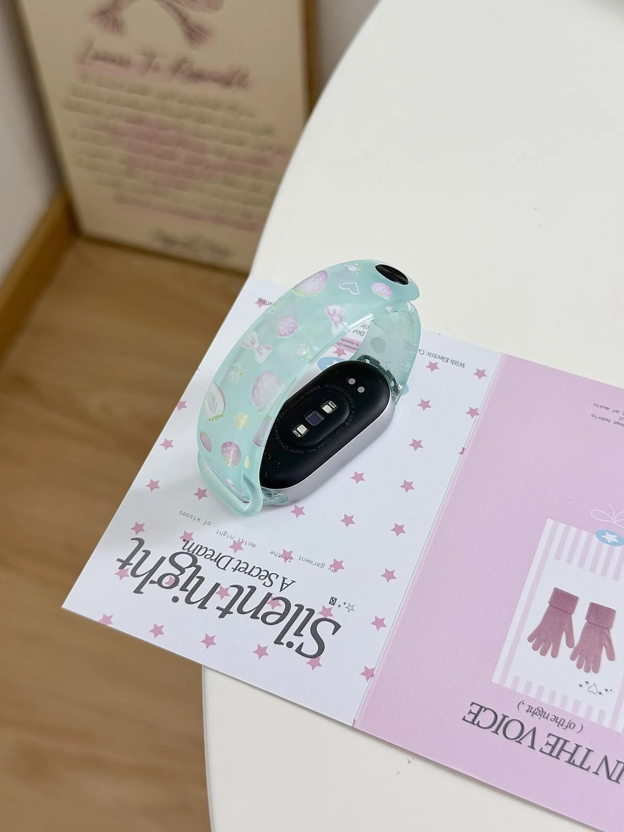 Super Cute Strawberry Bow Print TPU Strap Fit For Xiaomi Band 8 9 10 Transparent Pastel Soft Adjustable Smart Wrist Accessory