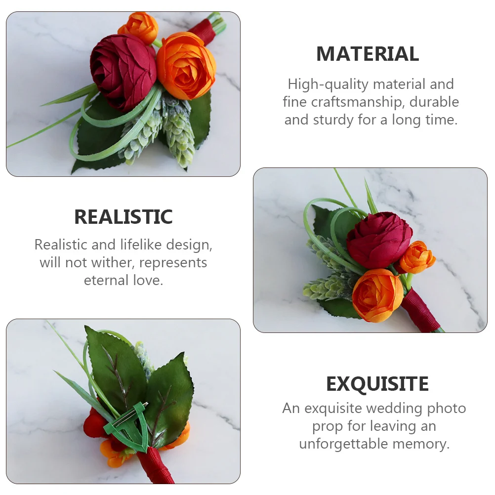 1 قطعة الصدار الورد الاصطناعي العروس العريس الزفاف بروش النمط الصيني الزفاف طوق زر في الهواء الطلق صور الدعامة الزفاف وصيفه الشرف #1