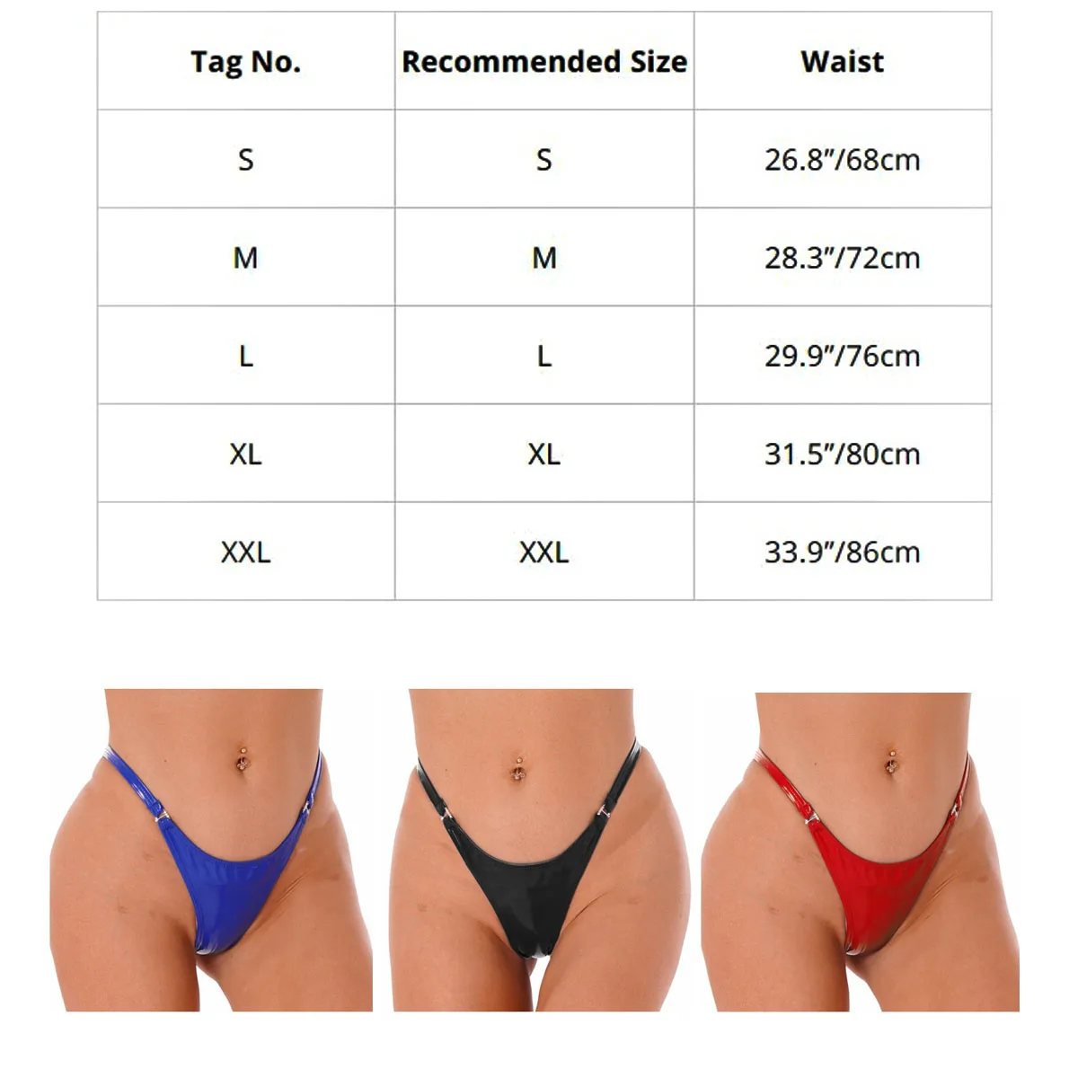 Womens Wetlook Buckle Patent Leather G-string Panties Underwear Exotic Latex PVC Low Waist Bikini Briefs Thongs Underpants