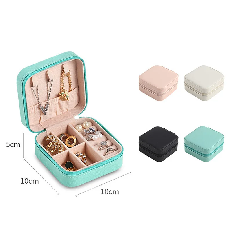 Mini Portable Small Jewelry Box Simple Ins Style Travel PU Organizer for Necklaces Earrings And Accessories