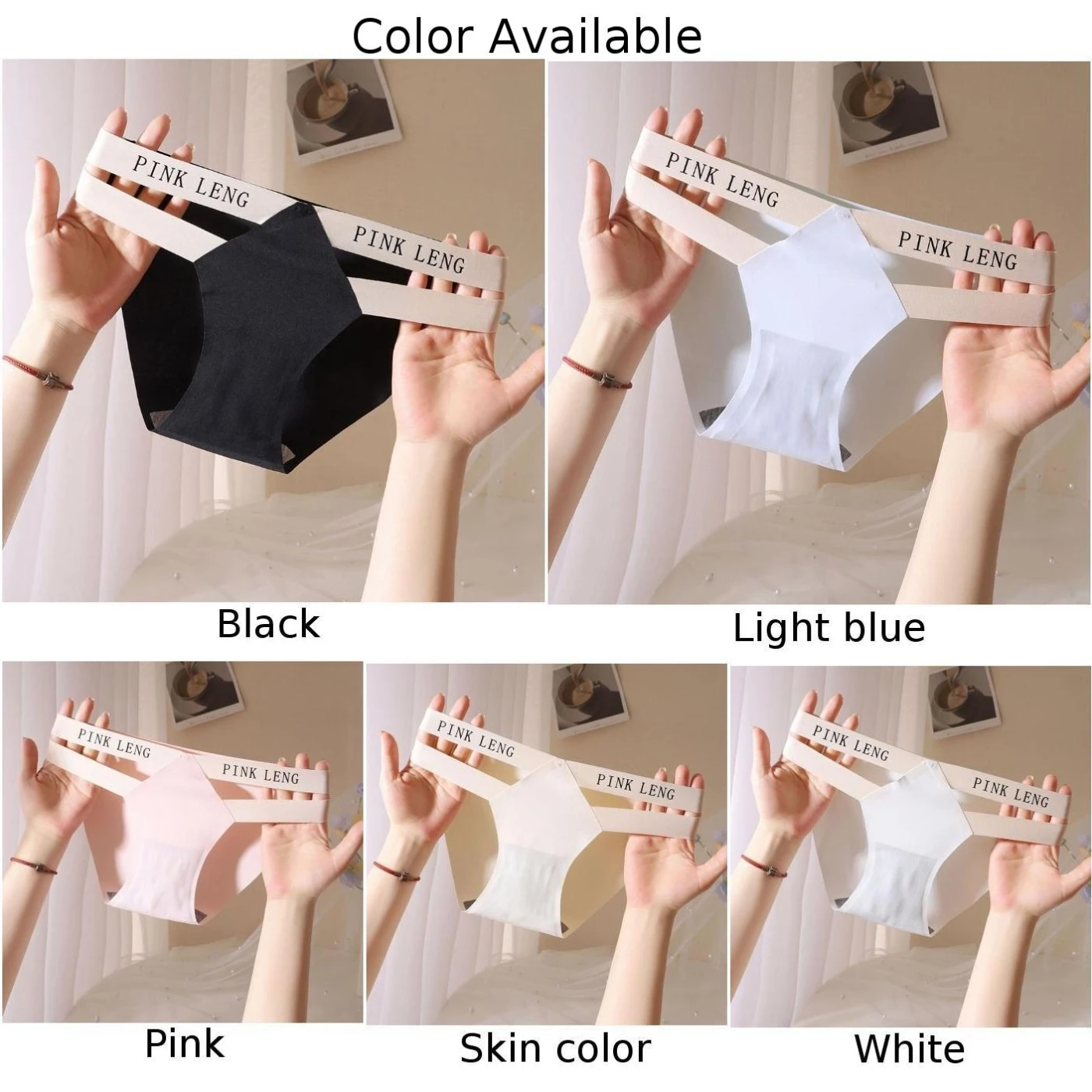 Slip Mutande Elasticità moderata Lingerie sexy rosa Bianco Donna Nero Seta ghiaccio Ragazze Colore pelle azzurro