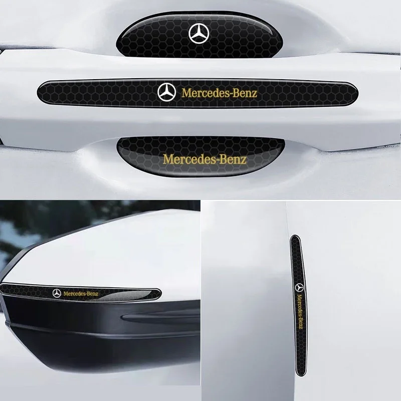 Car Door Handle Protector Bowl Anti Scratch Reflective Sticker For Mercedes Benz   A C E   CLA180 GLB200 GLC300  CLS GLA E Class