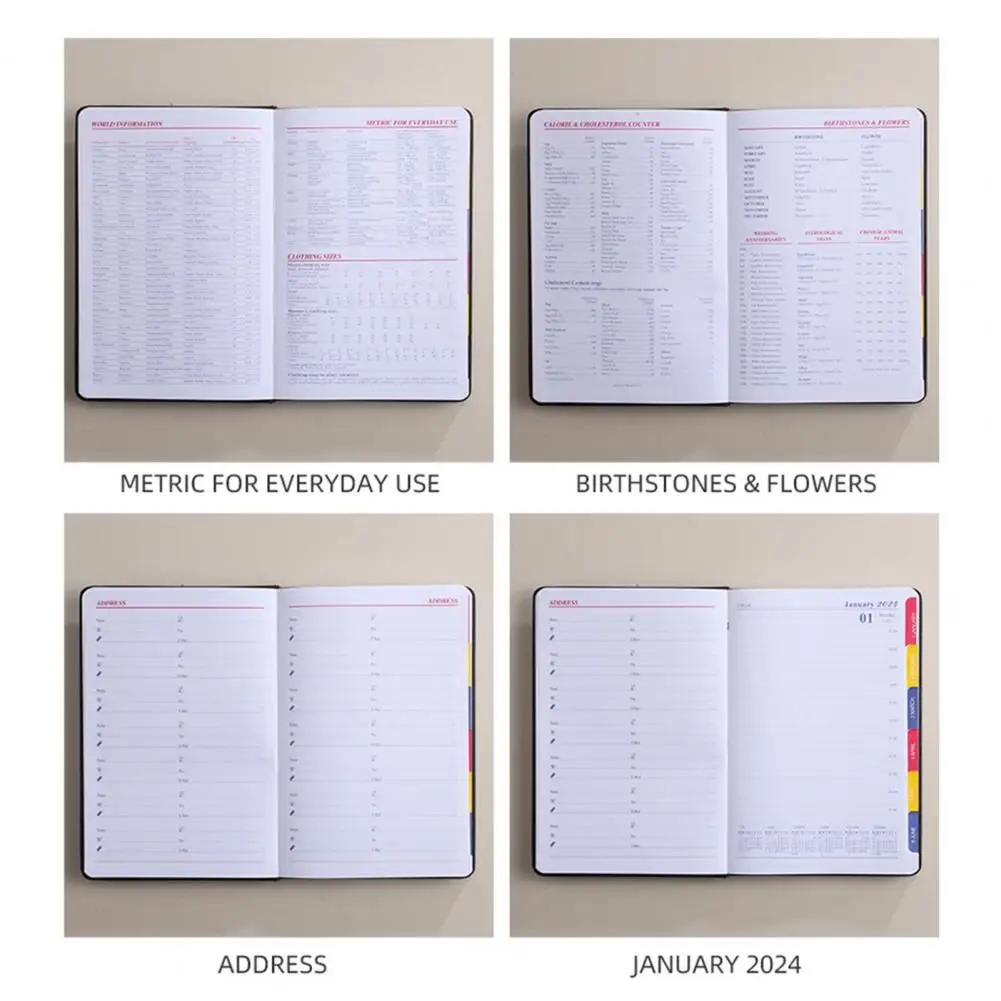 Бумажный планировщик премиум-класса, герметичный календарь, стильный ежемесячный планировщик из искусственной кожи 2024, календарь А5, блокнот с проводкой для эффективного использования