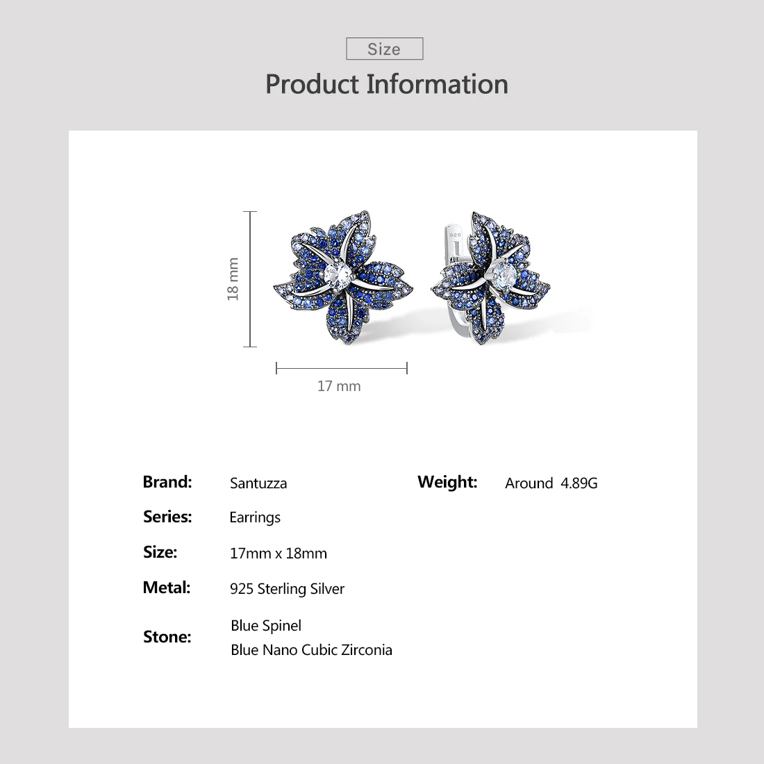SANTUZZA Pure 925 Sterling Silver Earrings For Women Sparkling Blue Pink Stone Lily Flower Latch Back Luxury Party Fine Jewelry