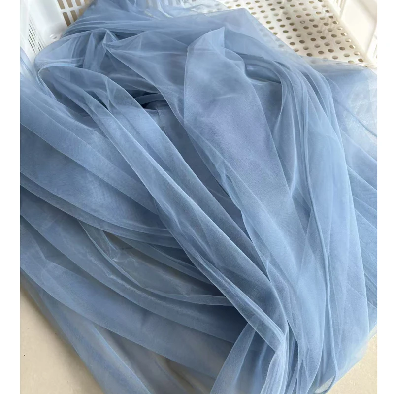 Blue Super Soft Tulle Fabric Backdrops Wedding Party Celebration Curtain Clothing Mesh Layout Chair Back Yarn Sewing Material