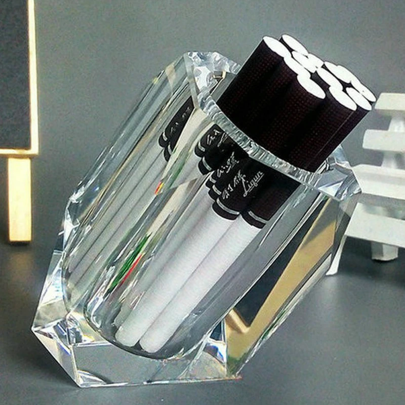 Crystal Glass Cigarette Storage Jar, Oblique Cup, Suitable for Hotel, Living Room, Meeting Room, New