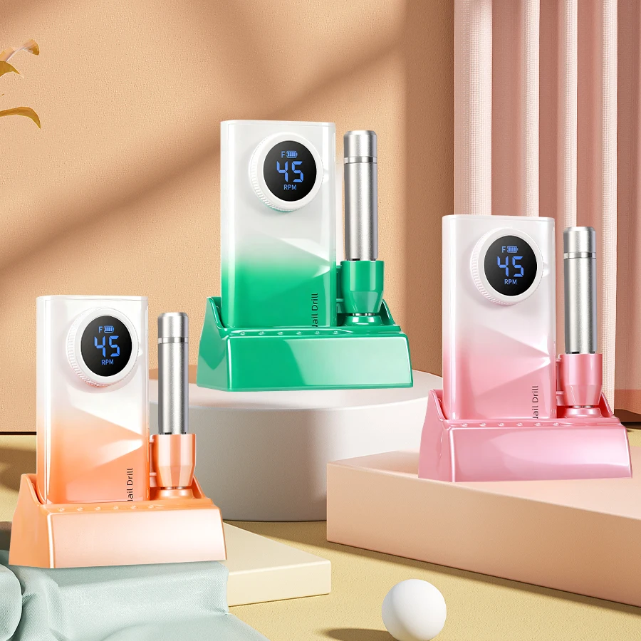 ماكينة حفر الأظافر اللاسلكية القابلة لإعادة الشحن عالية السرعة 45000 دورة في الدقيقة لمحترفين الأظافر والمبتدئين، تستخدم في الصالون والمنزل #1