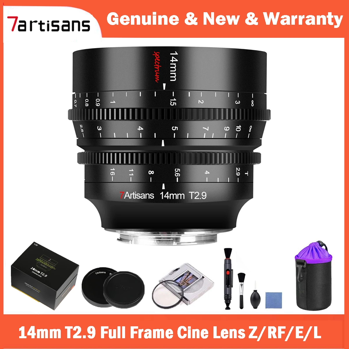 

7artisans 14mm T2.9 Cine Lens Full Frame Large Aperture Manual Spectrum For Sony E ZVE10 Nikon Z Leica TL SIGMA FP Canon RF R5