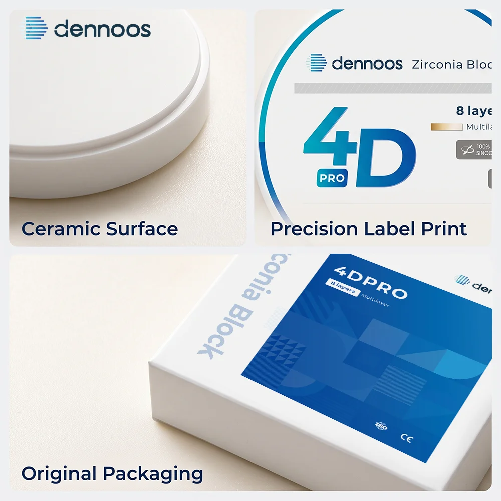 8-Lagen Dental-Labor-Zirkonoxid-Block 4D PRO Mehrschichtiger Block für CAD/CAM-Labormaterialien, offenes System, 43%-57%, 700-1200Mpa Scheibe – Detail 5