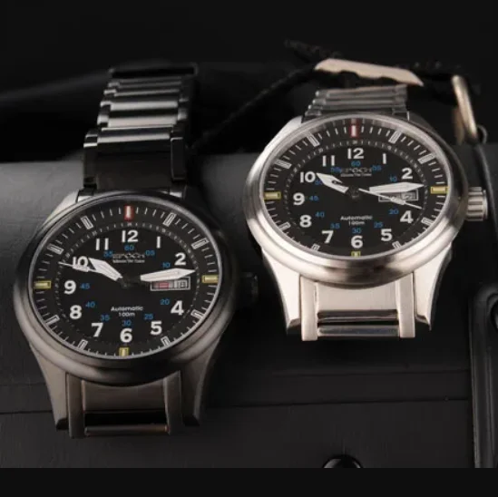 عصر الرجال ساعة أوتوماتيكية 40 مللي متر ساعة اليد الميكانيكية مضيئة أنابيب غواص 10ATM مقاوم للماء الياقوت العسكرية