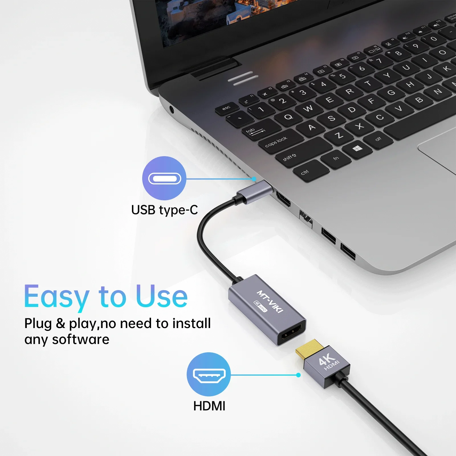 4K 60Hz Type USB C To HDMI Adapter MT-VIKI USB C To HDMI Cable Converter